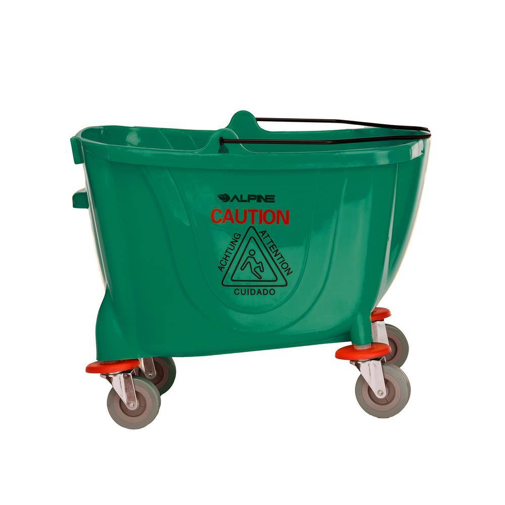 Alpine Industries 36 Qt. Mop Bucket with Side Press Wringer in Green 462-GRN