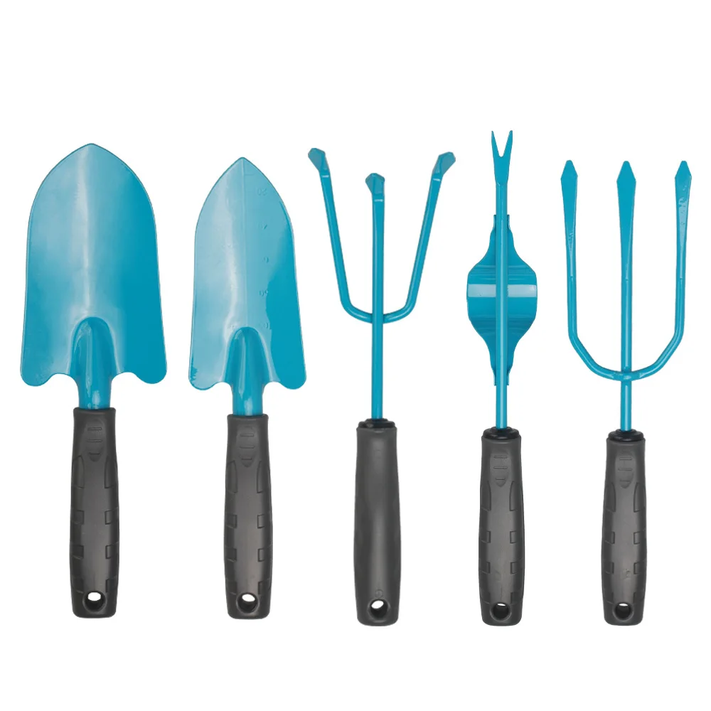 High Quality 5 Pieces  Blue Gardening Hand Tool Shovel  Rake Weeding Tool Gardening Tool Set