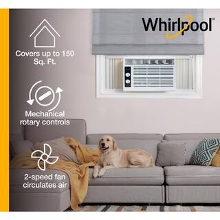 Whirlpool 5000 BTU 115V Window-Mounted Air Conditioner w Mechanical Controls up to 150 sq. ft. Dehumidifier Washable Filter WHAW050DW