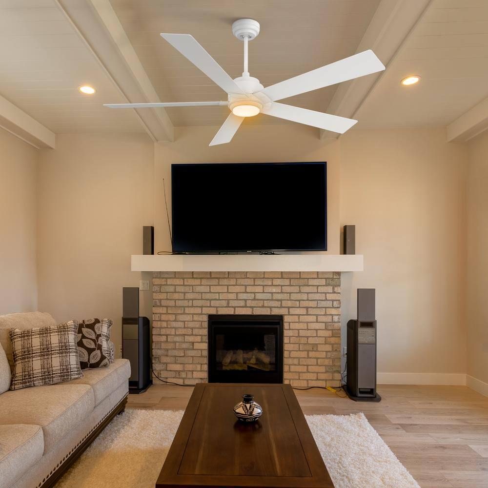 CARRO Aspen 56 in Dimmable LED IndoorOutdoor White Smart Ceiling Fan with Light and Remote Works with AlexaGoogle Home