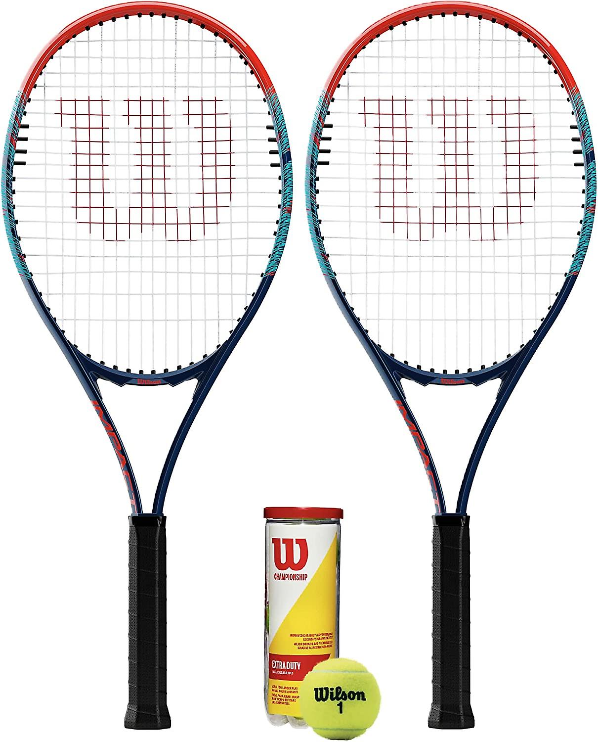 Wilson impact 2 player tennis racket set inc 3 tennis balls