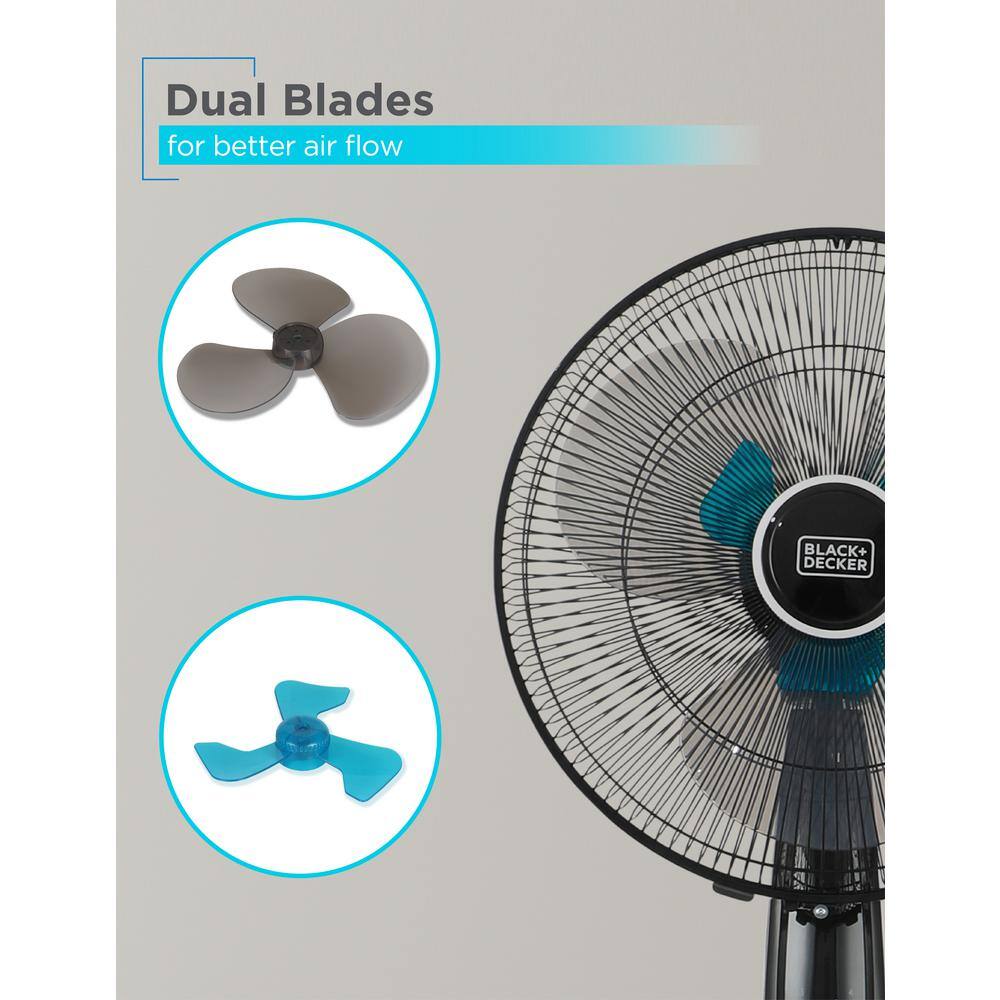 BLACK+DECKER 16 in. Dual-Blade Stand Tower Fan BFSD116B