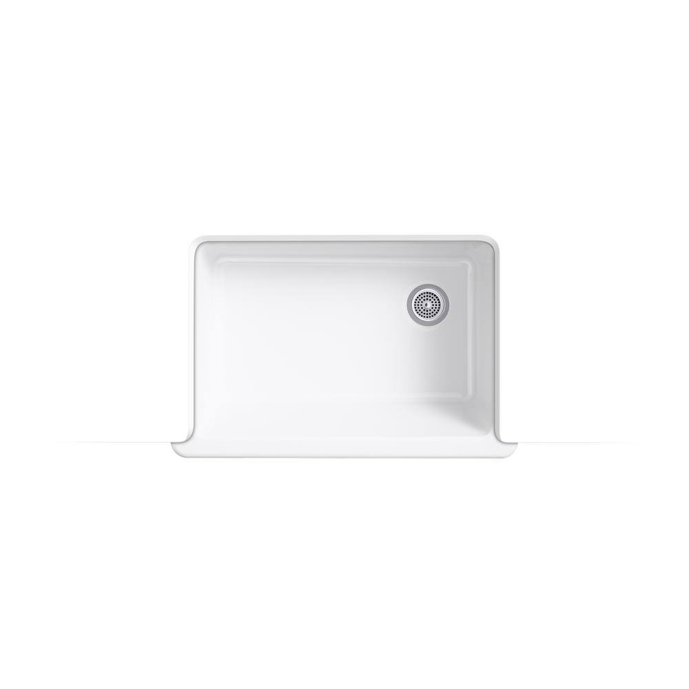 KOHLER Whitehaven All-in-One Undermount Cast Iron 33 in.  Kitchen Sink in White with Tournant Faucet in Stainless Steel 5827-0-77515-VS