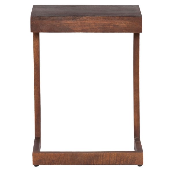 26 Inch Handcrafted Mango Wood Side End Table for Living Room， Den， or Bedroom， Open Design Base， Dark Brown