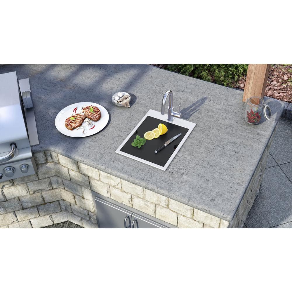 Ruvati 15 in. x 20 in. Single Bowl Workstation Drop-In Marine Grade Stainless Steel Outdoor Sink RVQ5210