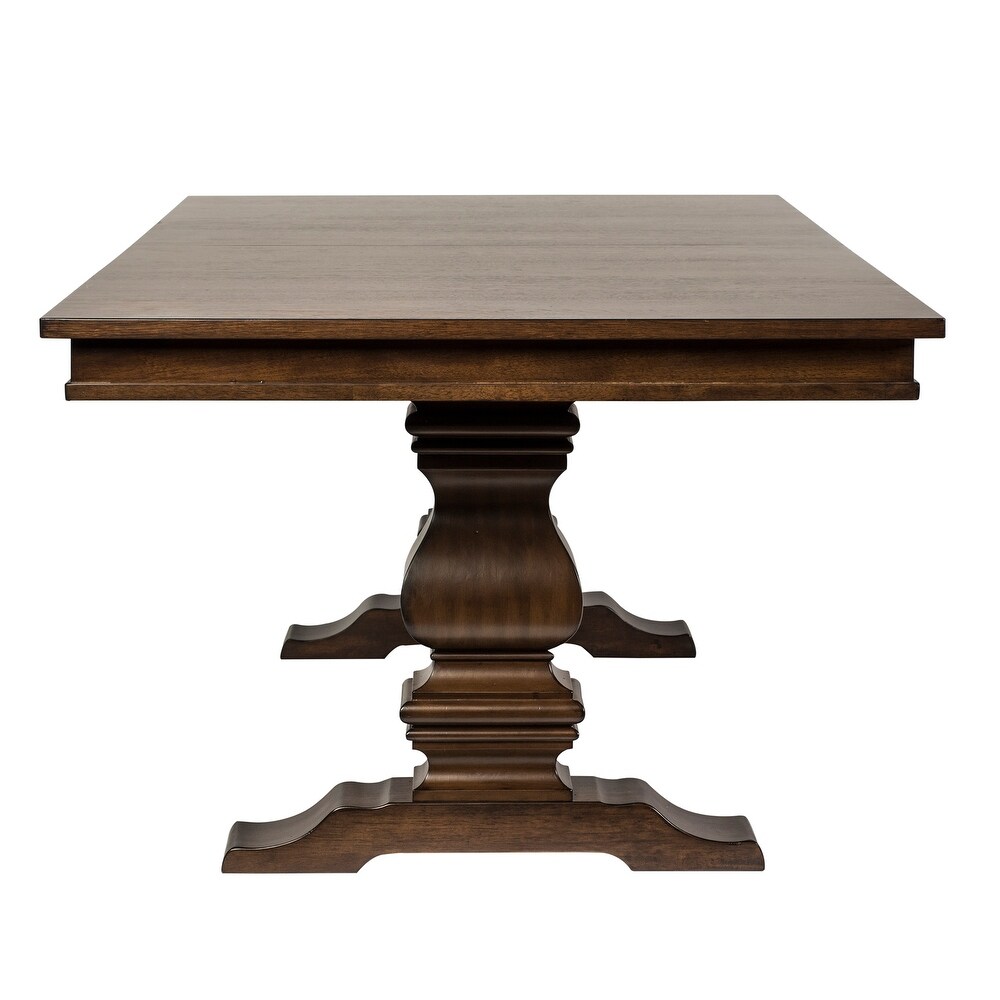 Armand Antique Brownstone 7 Piece Trestle Table Set