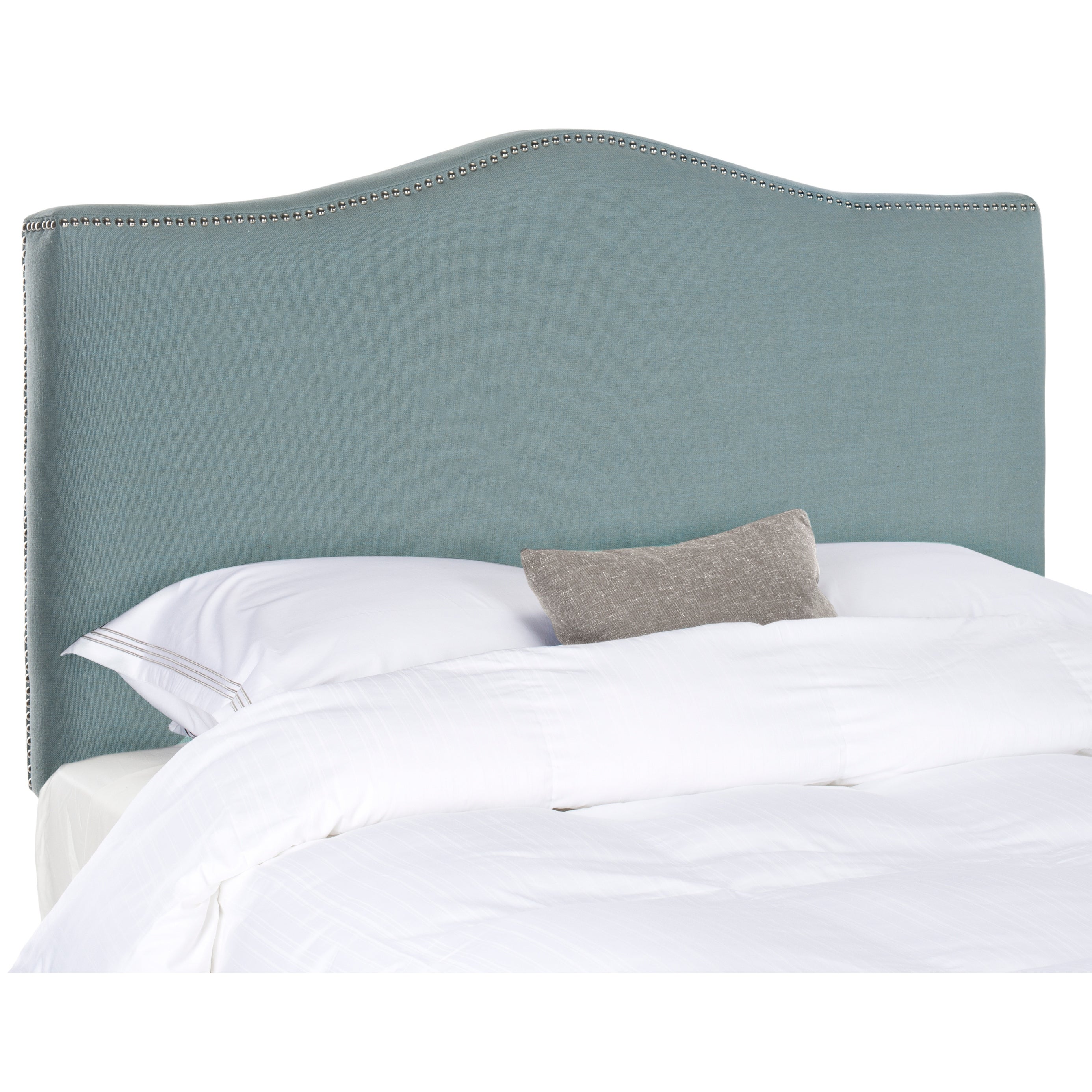 SAFAVIEH Jeneve Sky Blue Upholstered Camelback Headboard - Silver Nailhead (Full) - - 8343922