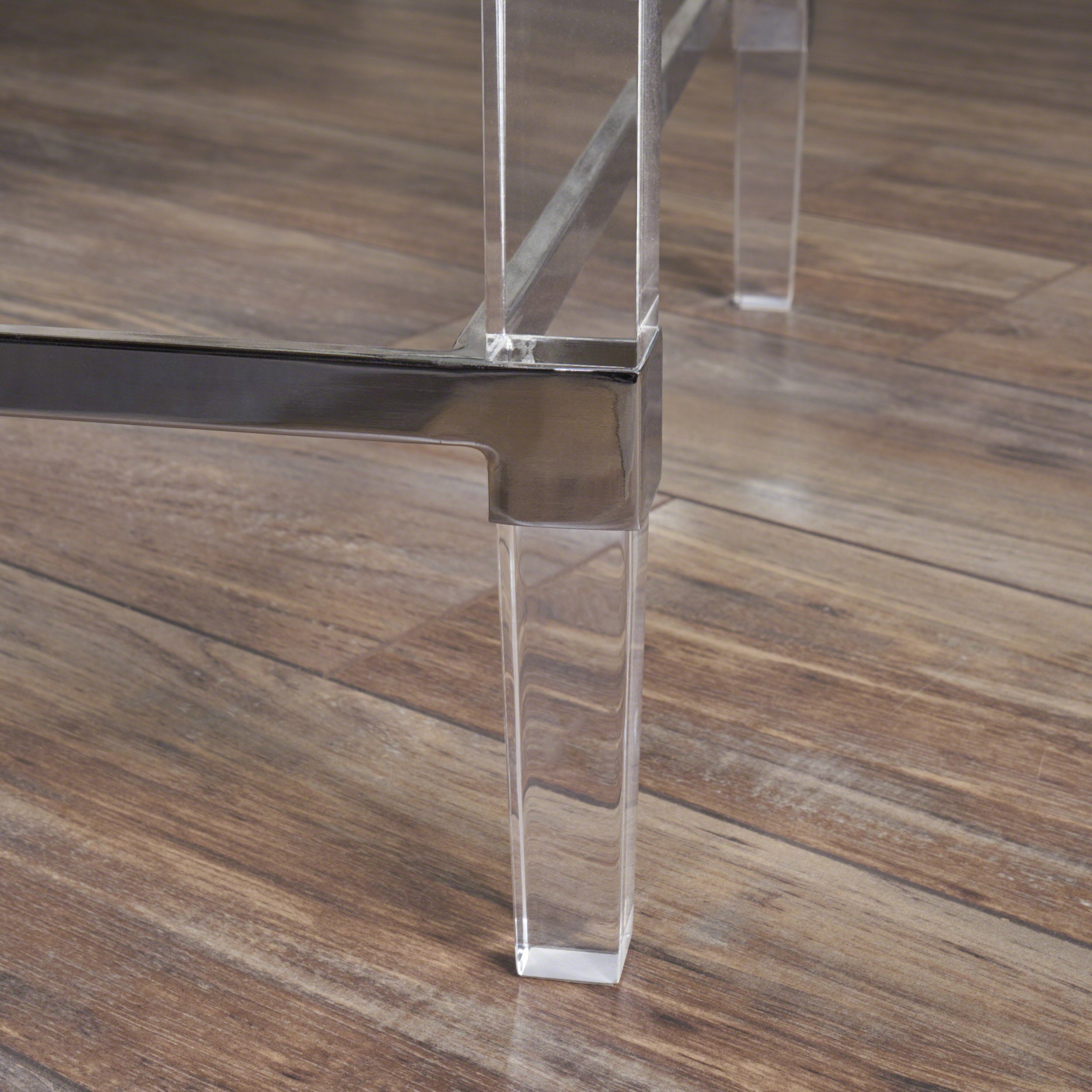 Bayor Modern Tempered Glass Coffee Table with Acrylic and Iron Accents