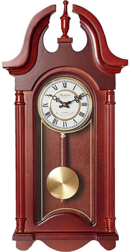 Bedford Clock Collection 26.5 Colonial Mahogany Cherry Oak Finish Chiming Wall