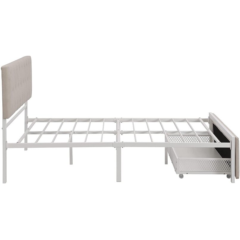 Modern Upholstered Storage Platform Bed with Big Drawer