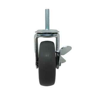 Everbilt 3 in. Gray Rubber Like TPR and Steel Swivel Threaded Stem Caster with Locking Brake and 175 lb. Load Rating 4031346EB