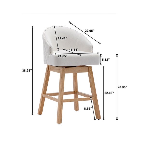 Swivel Wood Counter Height Bar Stools with Footrest (Set of 2)