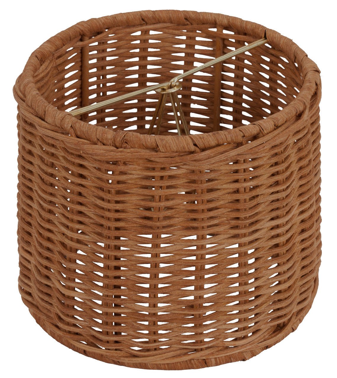 Medium Brown Wicker 5 Inch Retro Drum Chandelier Lamp Shade (Set of 6).