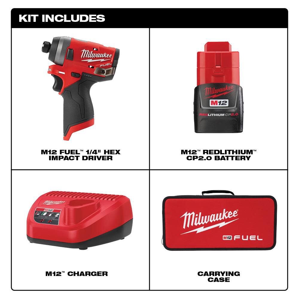 Milwaukee M12 FUEL 1/4" Impact Driver Single Battery Kit 2553-21 from Milwaukee