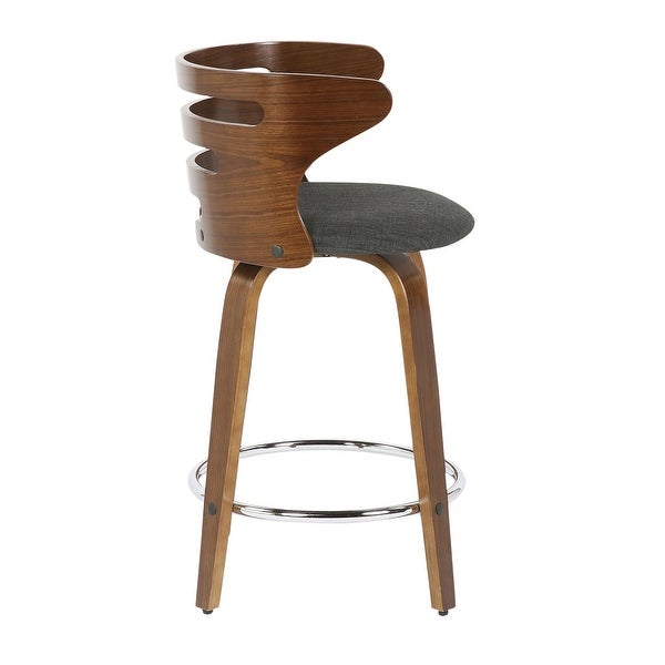 Cosini Counter Stool with Swivel Walnut and Charcoal Fabric - Set of 2 - 18