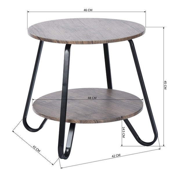 18.1 inches Small Round Coffee Table End Table 2 Tiers Side Nightstand