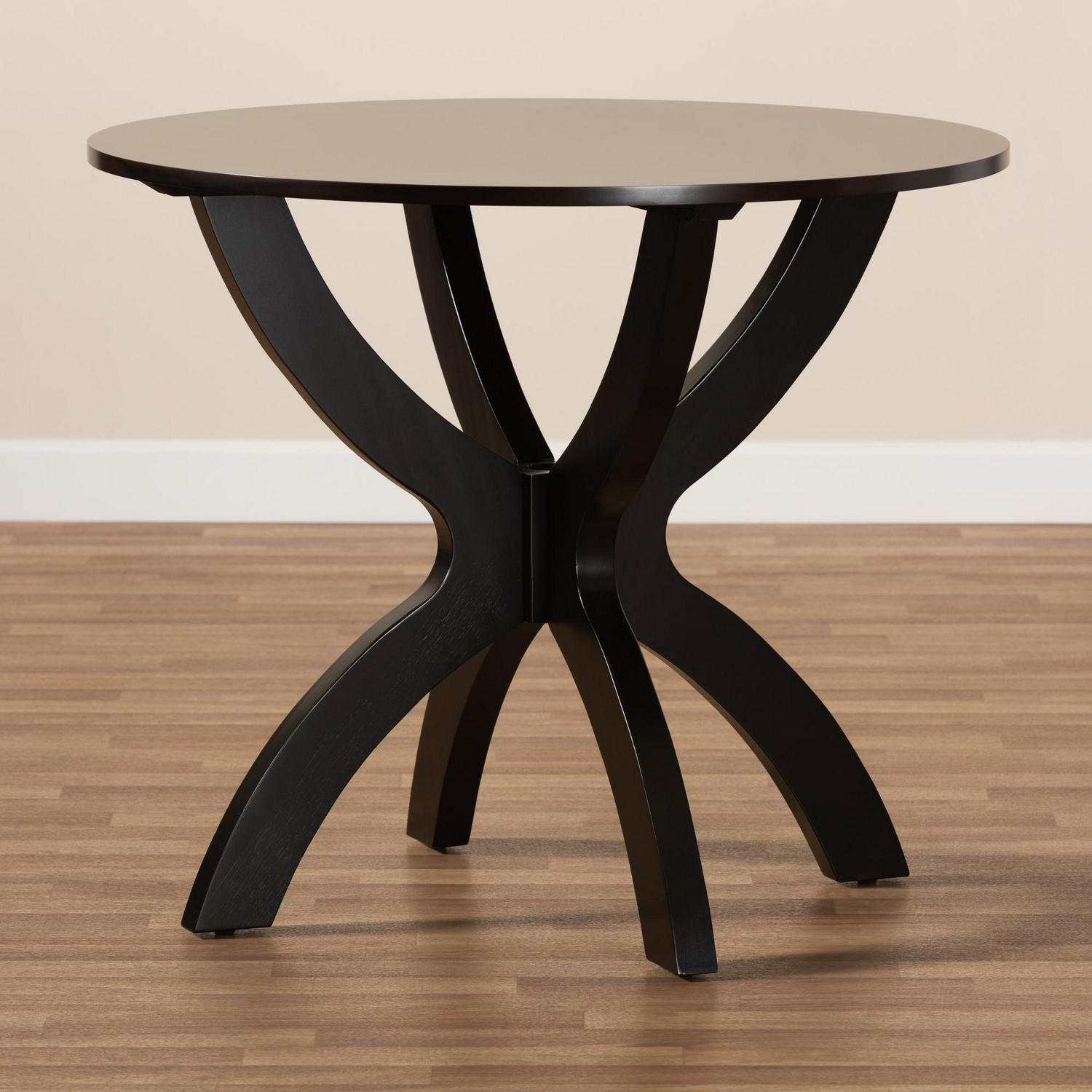 Baxton Studio Tilde Modern and Contemporary Dark Brown Finished 35InchWide Round Wood Dining Table  Crowdfused