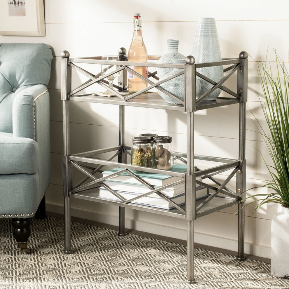 Mesha Storage Shelves  Silver   Transitional   Side Tables And End Tables   by Rustic Home Furniture Deco  Houzz