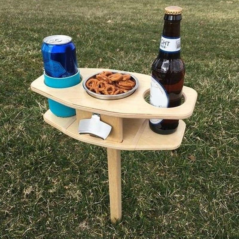 Outdoor Beers Wine Table Collapsible Wooden Portable Table Beers Lover Gift with Foldable Desktop Mini Picnic Table