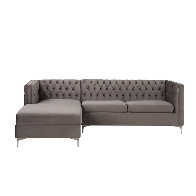 Sullivan Sectional Sofa Gray Velvet Acme Furniture