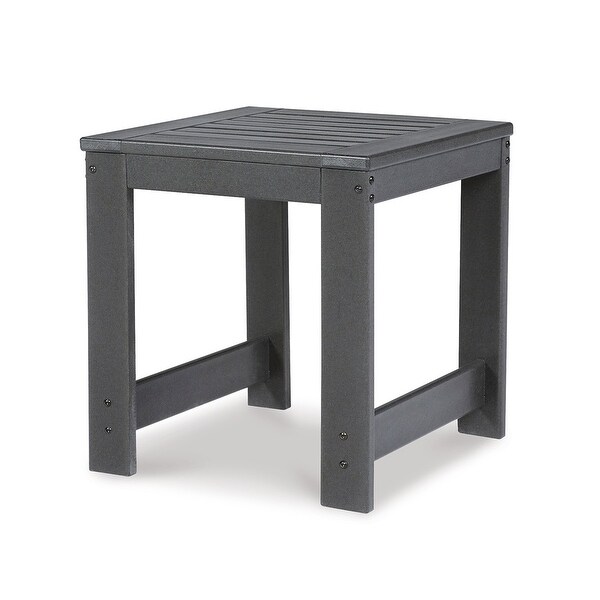 Wigo 22 Inch Outdoor Side End Table，Slatted Top，Modern Charcoal Gray