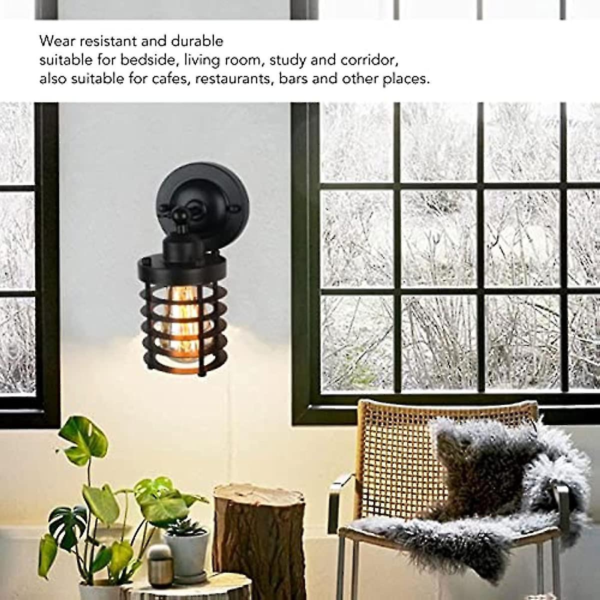 Black Wall Sconces E27 Base Vintage Rustic Style Durable Metal Wall Light For Living Room Kitchen 85 To 250v