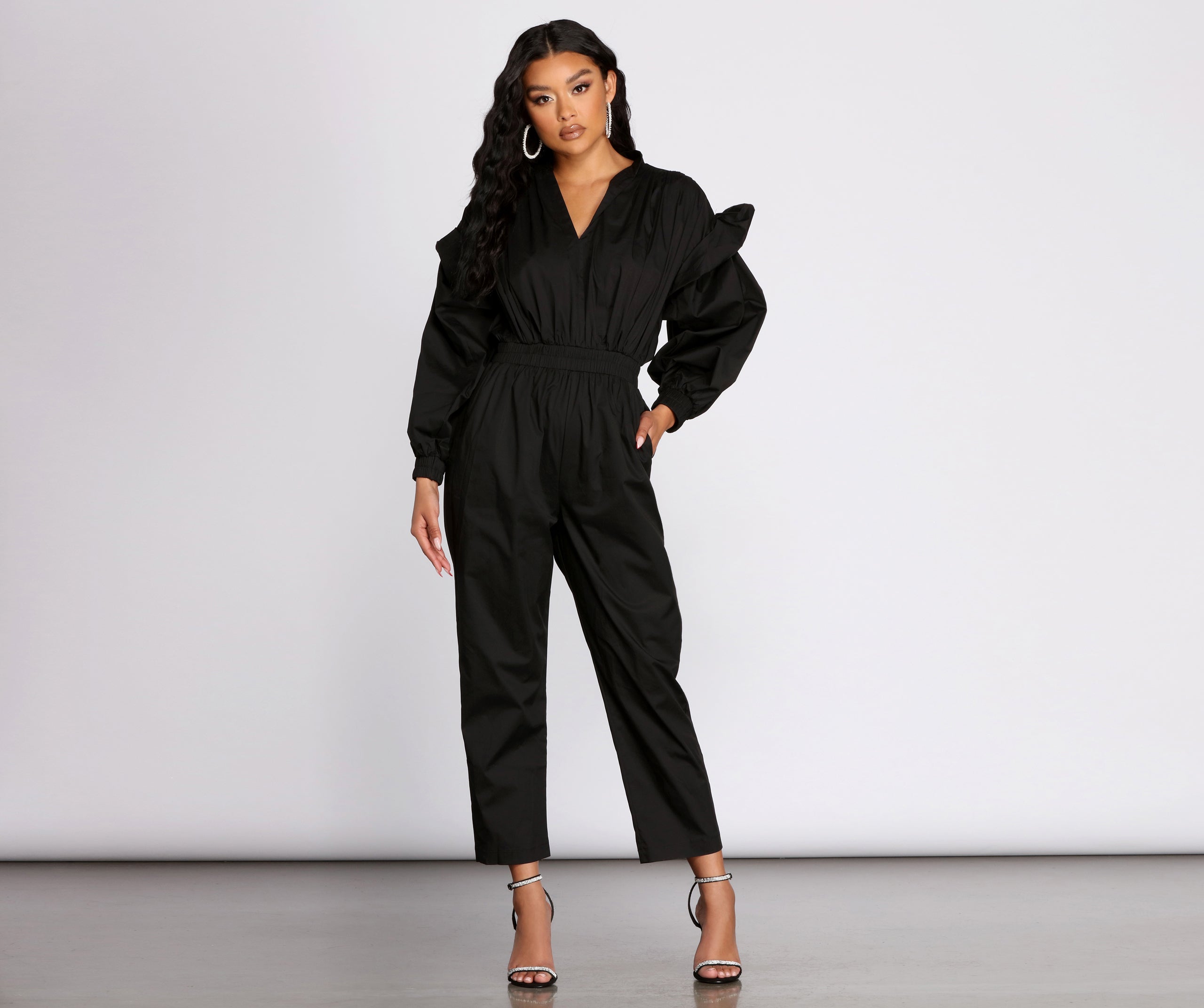 Jump The Gun Puff Sleeve Jumpsuit