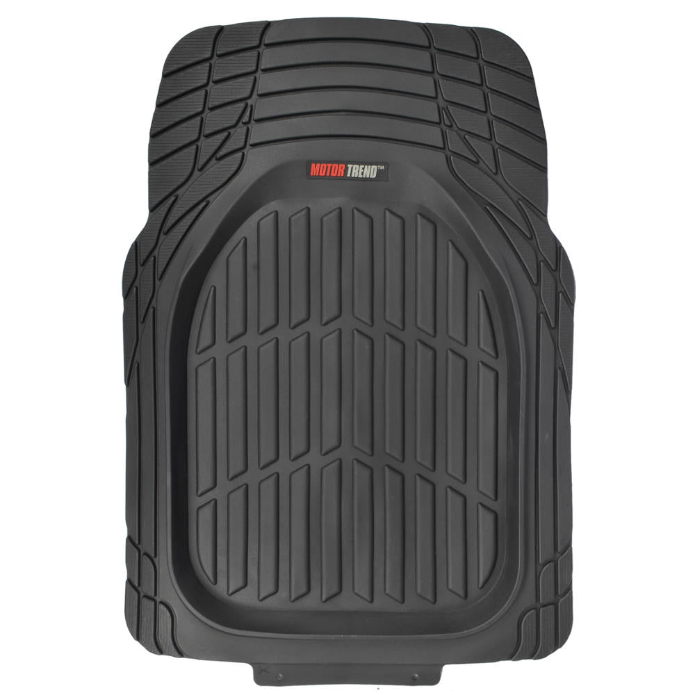 Motor Trend Front Car Floor Mats， 2-Piece FlexTough Rubber Protection， Black Beige Gray