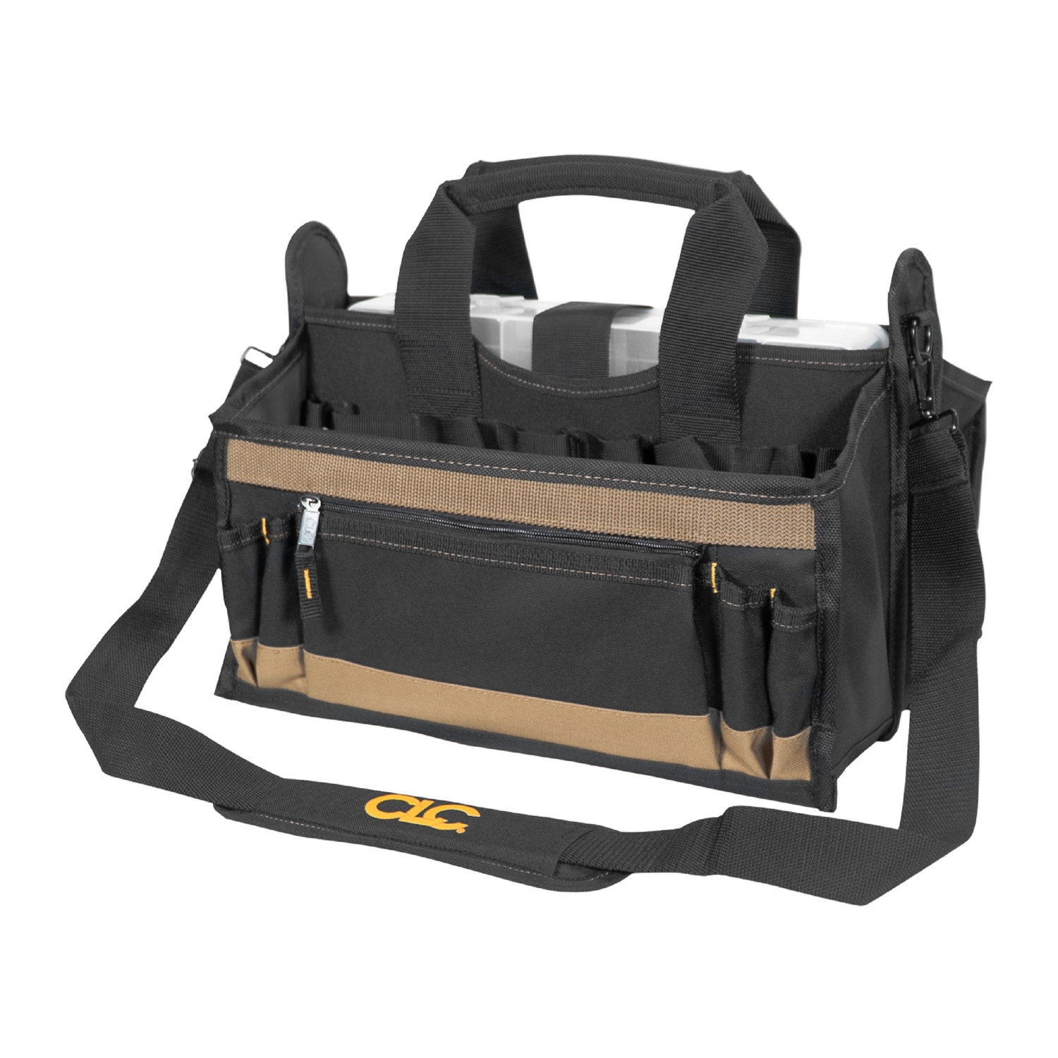 CLC 9 in. W X 16 in. H Polyester Tool Bag 17 pocket Black/Tan 1 pc