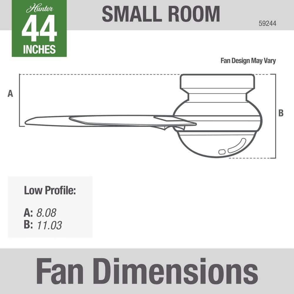 Hunter Dempsey 44 in Low Profile LED Indoor Fresh White Ceiling Fan with Universal Remote