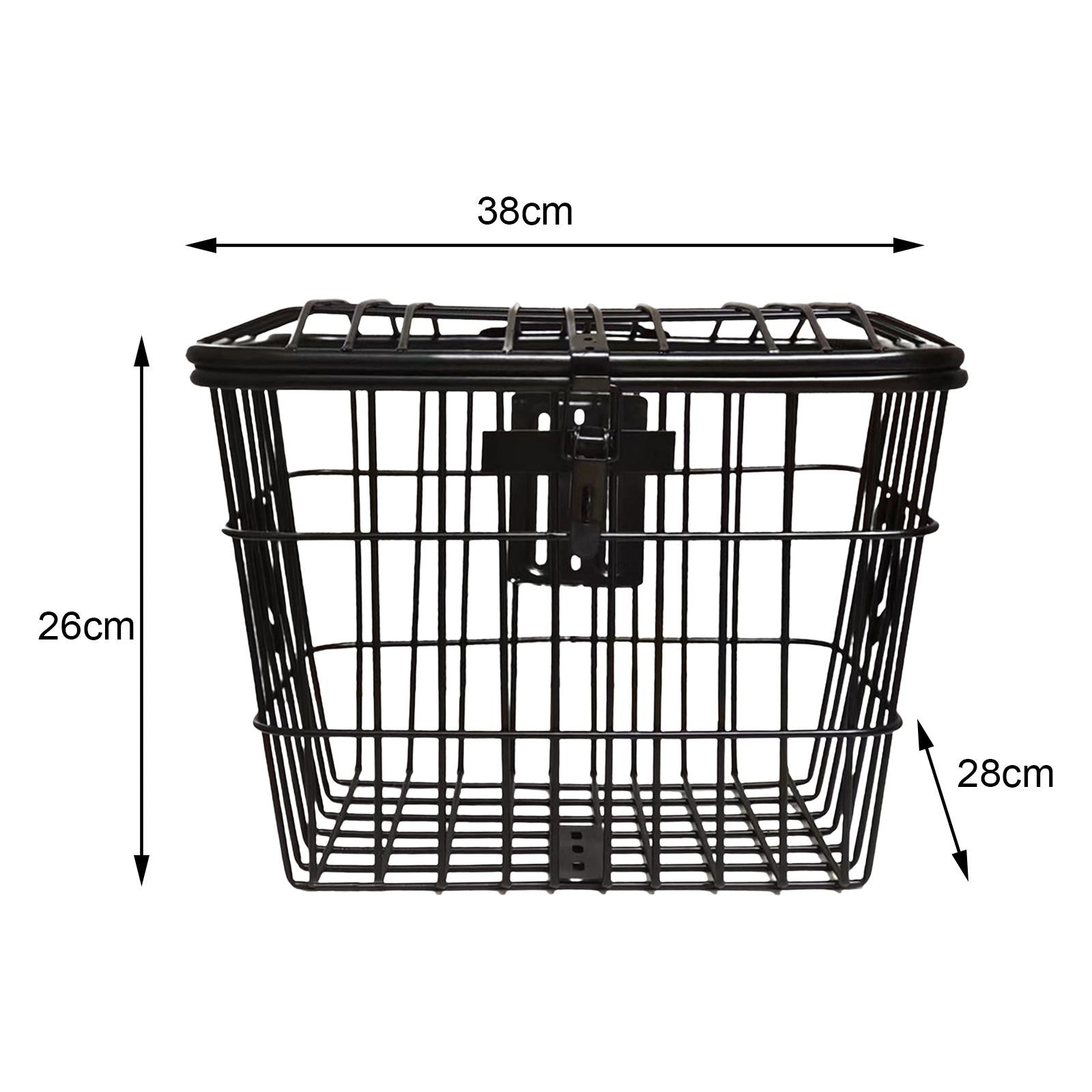 Metal Bike Basket Cycling Carrier Detachable with Mounting Screws Large Space Heavy Duty Front Rear for Mountain Bikes Tricycles Scooters