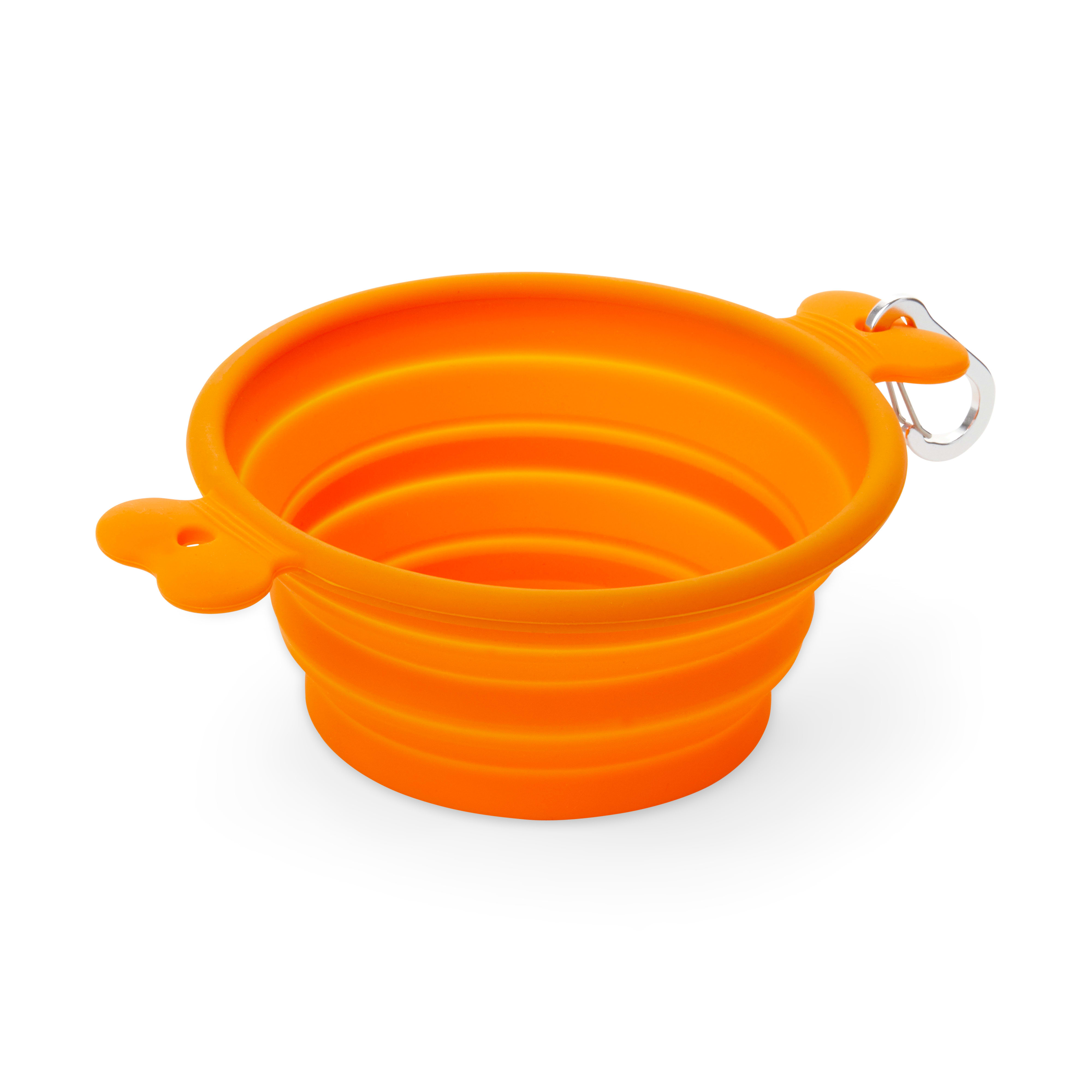 EveryYay Open-Air Eats Orange Collapsible Bowl for Dogs， 3 Cups