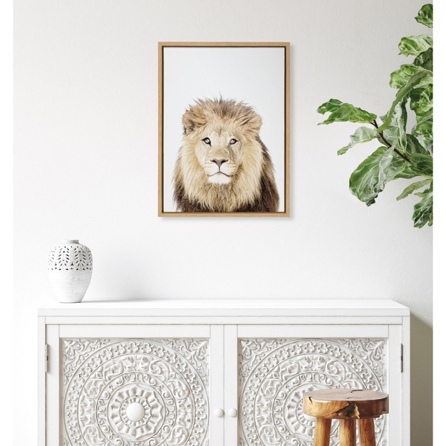 X 24 quot Sylvie Lion Thinking Portrait Framed Canvas By Amy Peterson Natural Kate amp Laurel All Things Decor