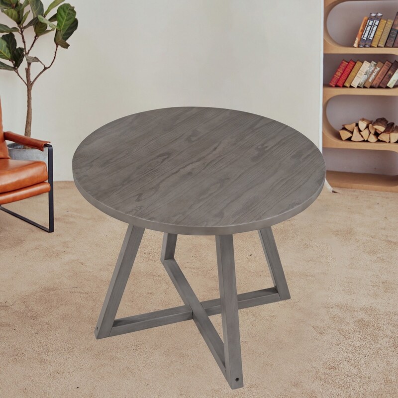 Wood Round Dining Table Coffee Table Bistro Table  36 Inch Dia  Gray