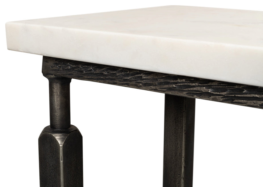 Mykos Console Table White Marble Top Slim   Traditional   Console Tables   by Sideboards and Things  Houzz