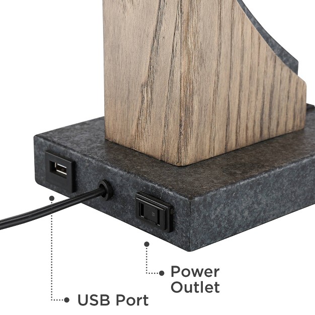 High Gray With Usb And Ac Power Outlet In Base Wash Mica Shade For Bedroom Living Room