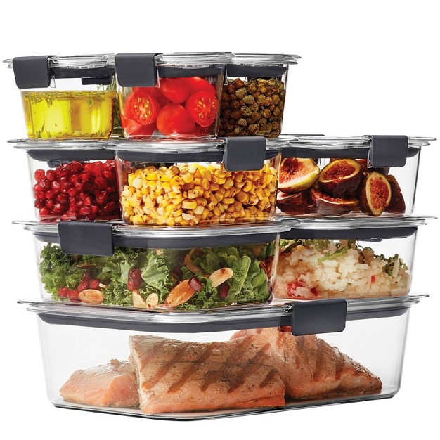 Rubbermaid Brilliance 22pc Plastic Food Storage Container Set Clear