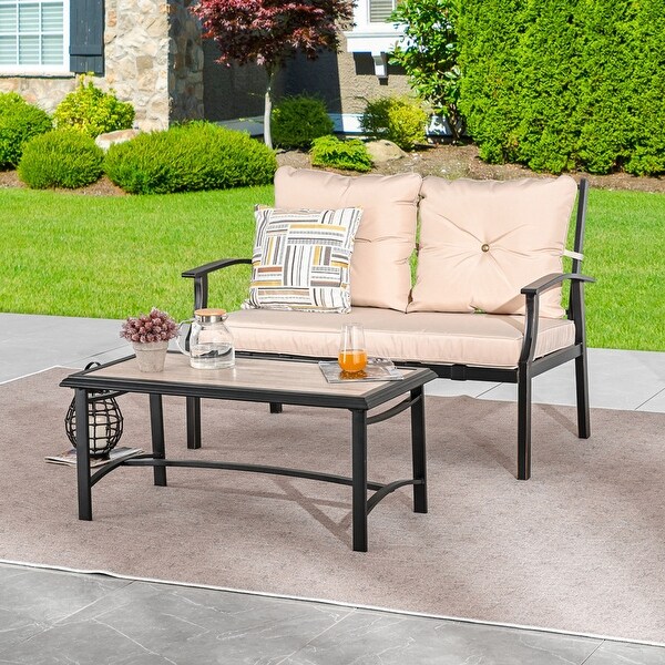 Y23 Patio Festival Outdoor Metal Seating Group with Cushions - Overstock - 37099228