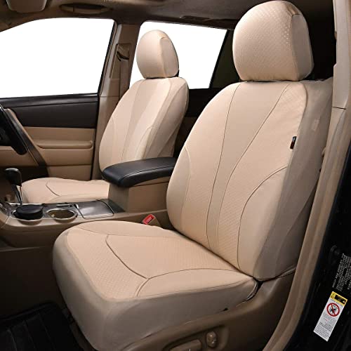 Flying Banner 9 PCS Car Seat Covers Full Cover | Universal fit Most Car，Truck，SUV and Van | Hot Stamp Breathable Composite Sponge and Airbag Compatible | Polyester Fabric Beige 039-Style