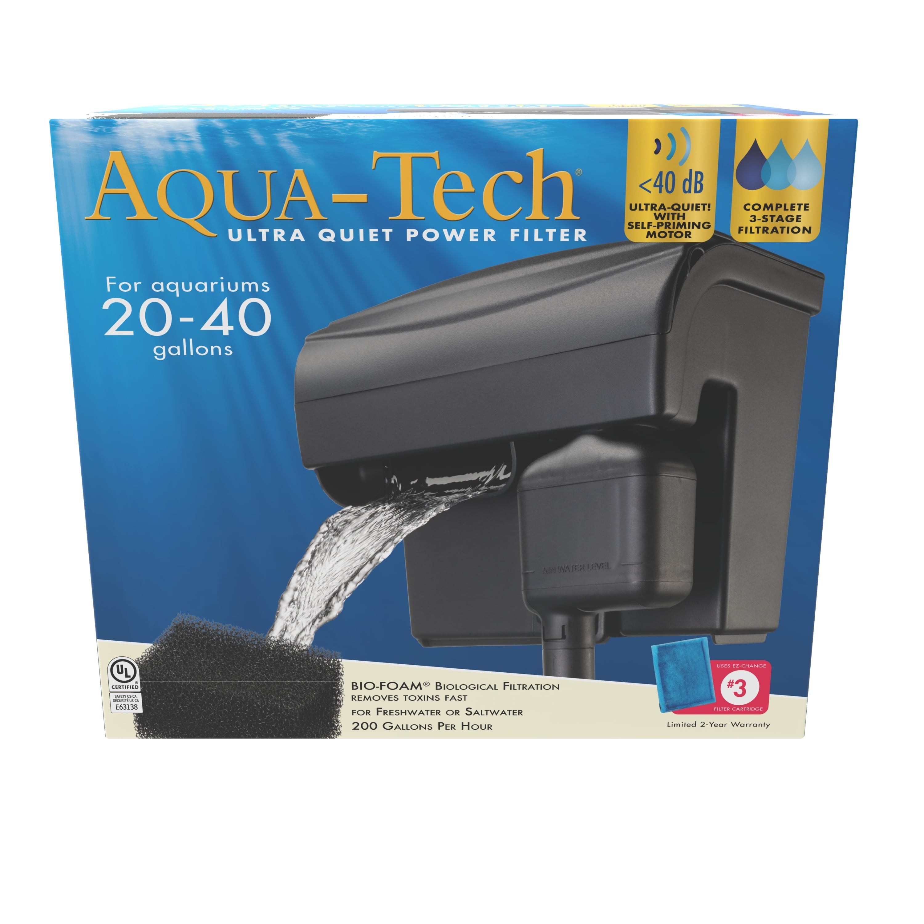 AquaTech Filter for Aquariums， 20-40 gallon tanks