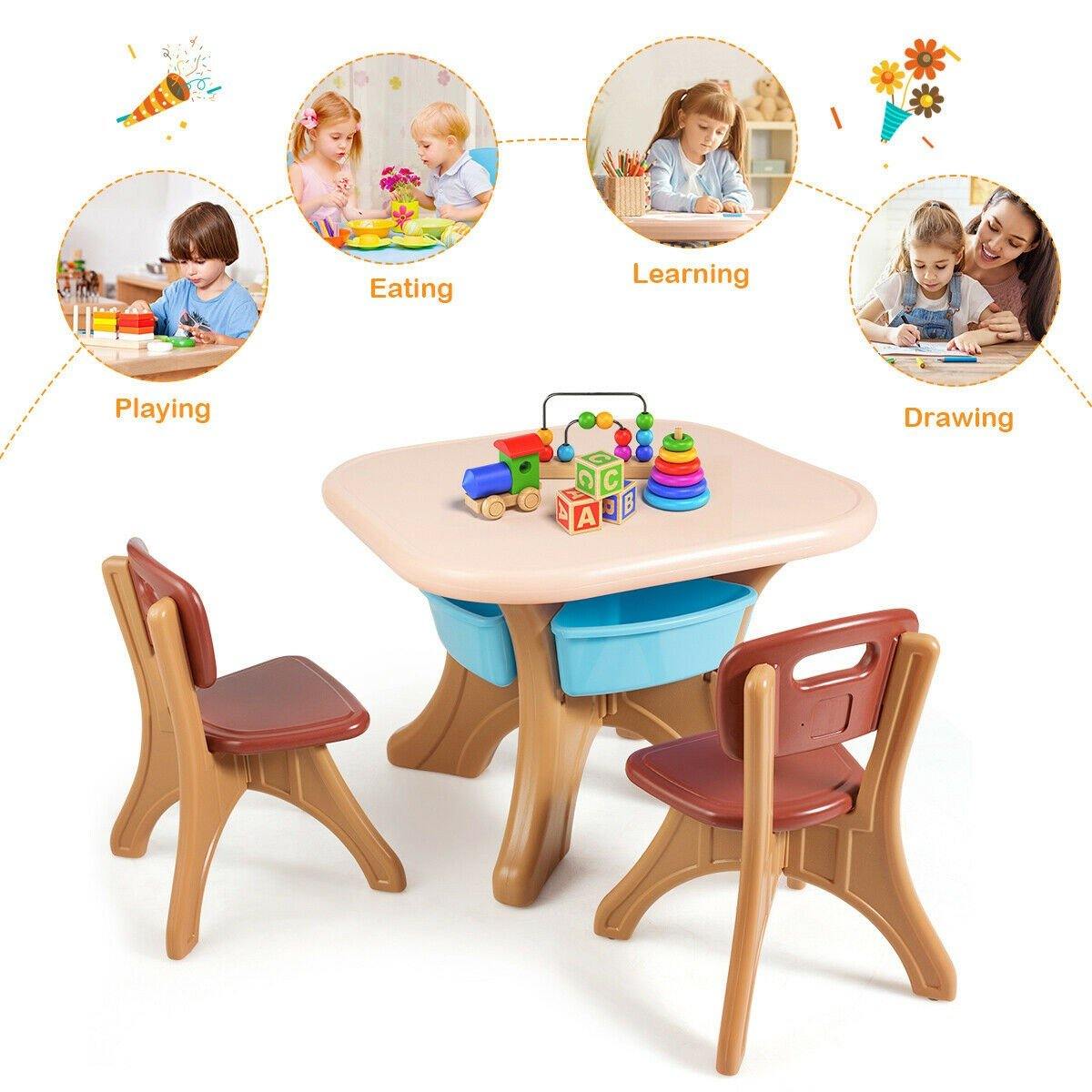 Kids Table and Chair Set, 3 Piece Activity Table