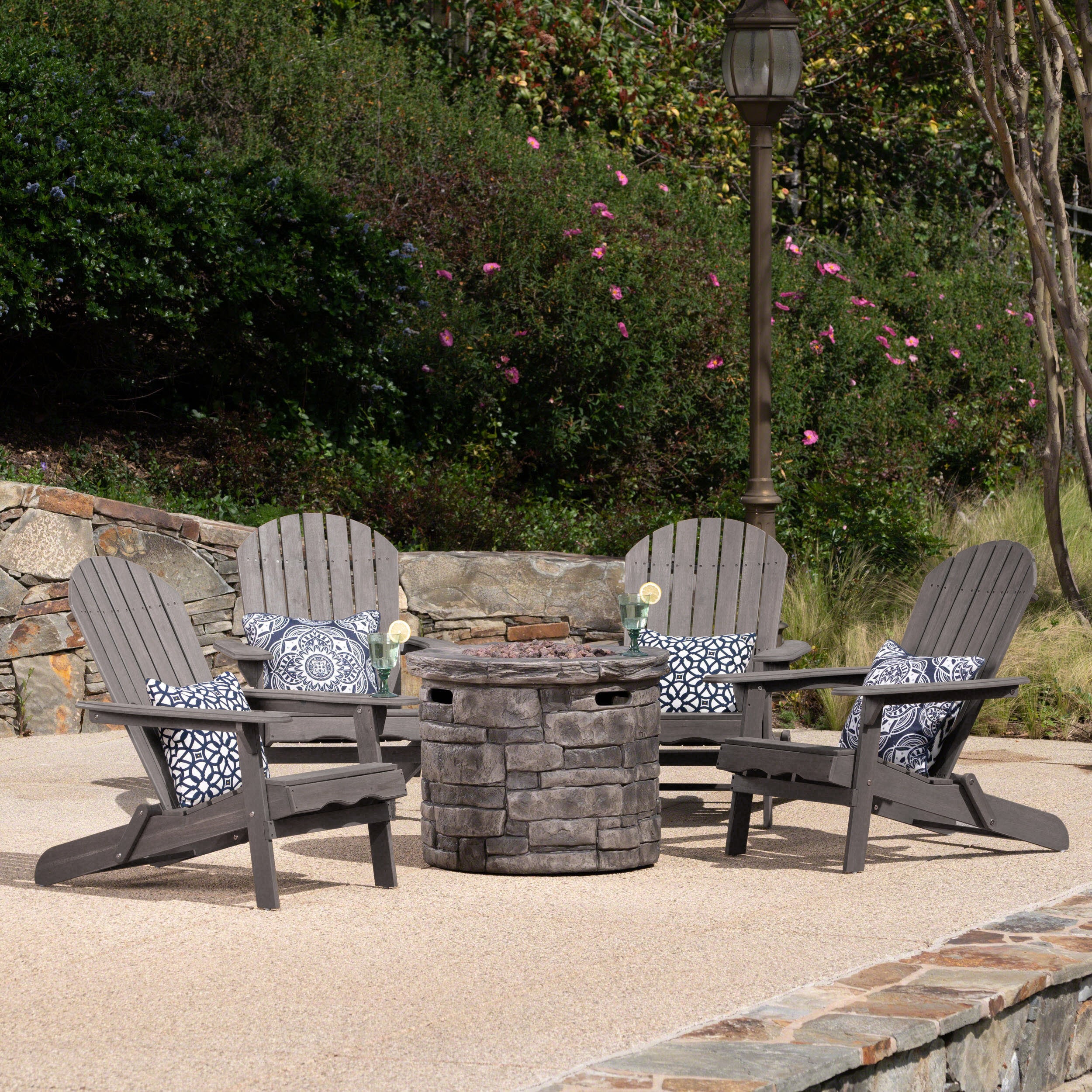 David Outdoor 5 Piece Adirondack Chair Set with Fire Pit