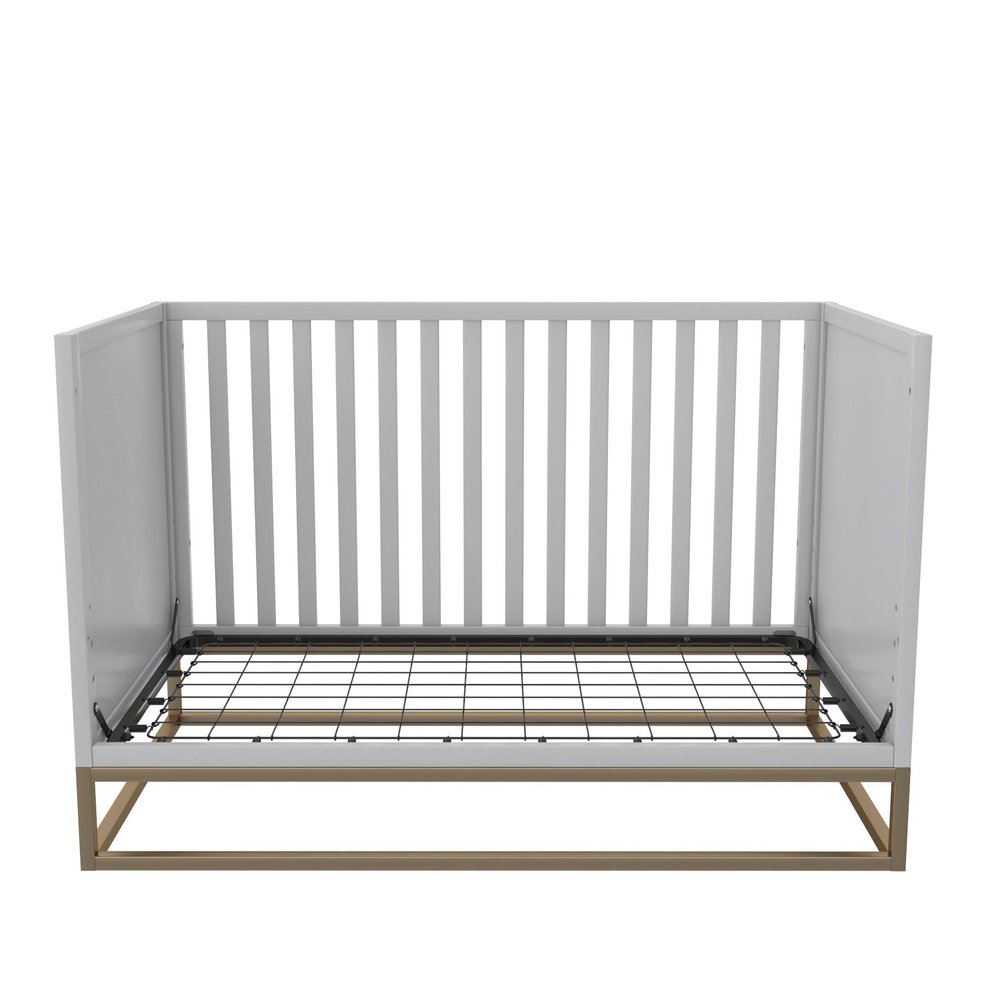 Little Seeds Haven 3 in 1 Convertible Wood Crib with Metal Base, Dove Gray with Gold Base