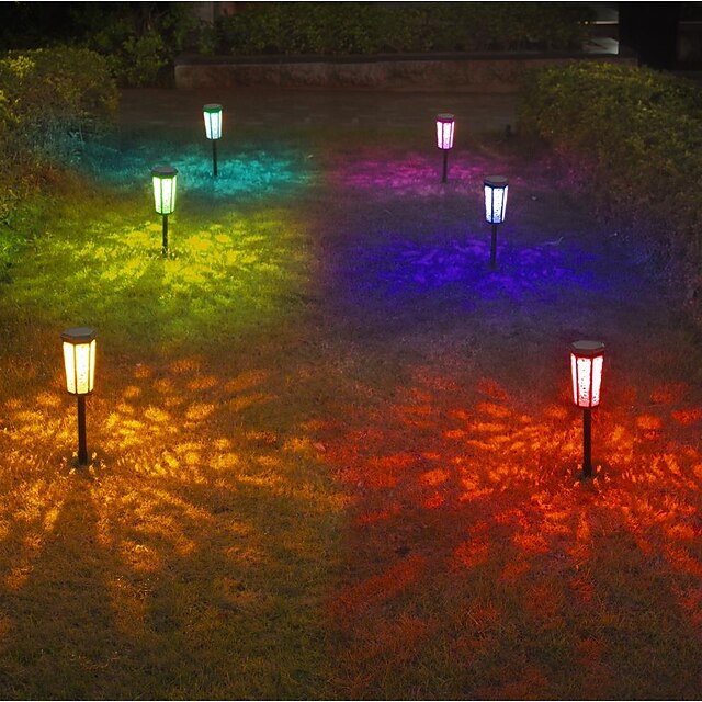 Solar Light Hollow Lawn Retro Garden Light RGB Warm White 2 Modes Lighting Outdoor Garden Courtyard Waterproof Solar Lawn Light Park Walkway Decor Lights