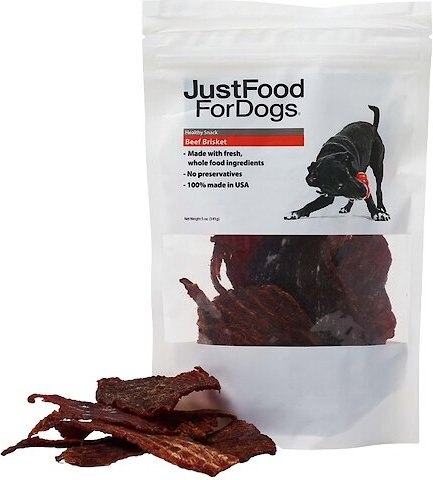 JustFoodForDogs Beef Brisket Dehydrated Dog Treats， 5-oz bag