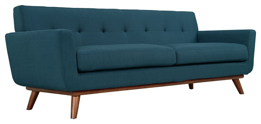 Contemporary Sofa and Loveseat Set  Fabric Cushioned Seat and Tufted Back   Midcentury   Living Room Furniture Sets   by Decorn  Houzz