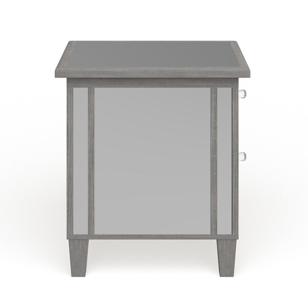 Silver Orchid Talmadge Mirrored End Table with Drawer and Cabinet