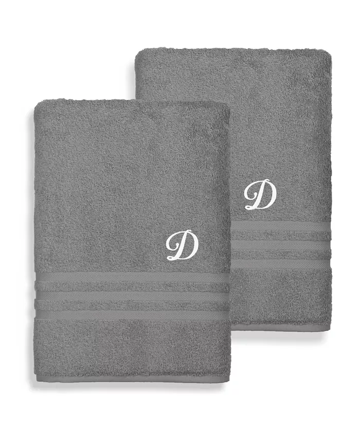 Linum Home Textiles Turkish Cotton Personalized Denzi Gray Towel Collection