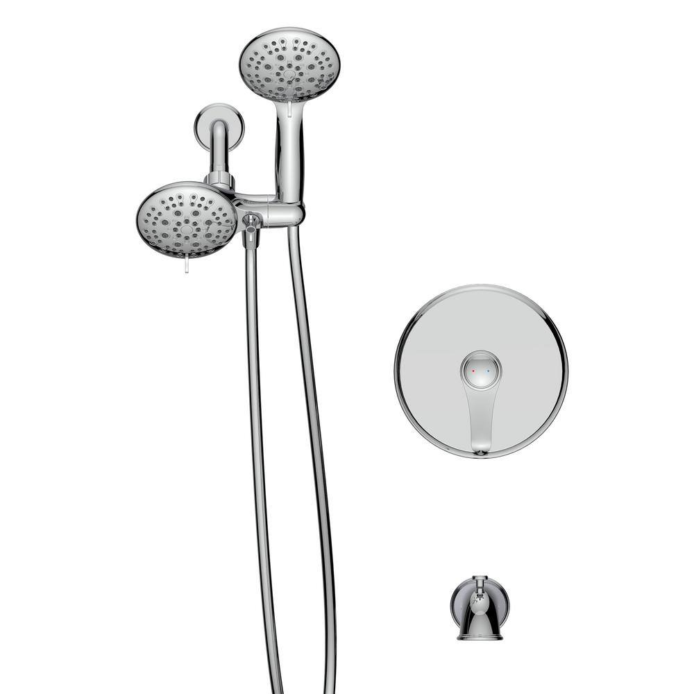 GIVING TREE 2-In-1 Single-Handle 11-Spray Tub and Shower Faucet Handheld Combo with 4 in. Shower Head in Chrome(Valve Included) HDFFBT703HC-CH