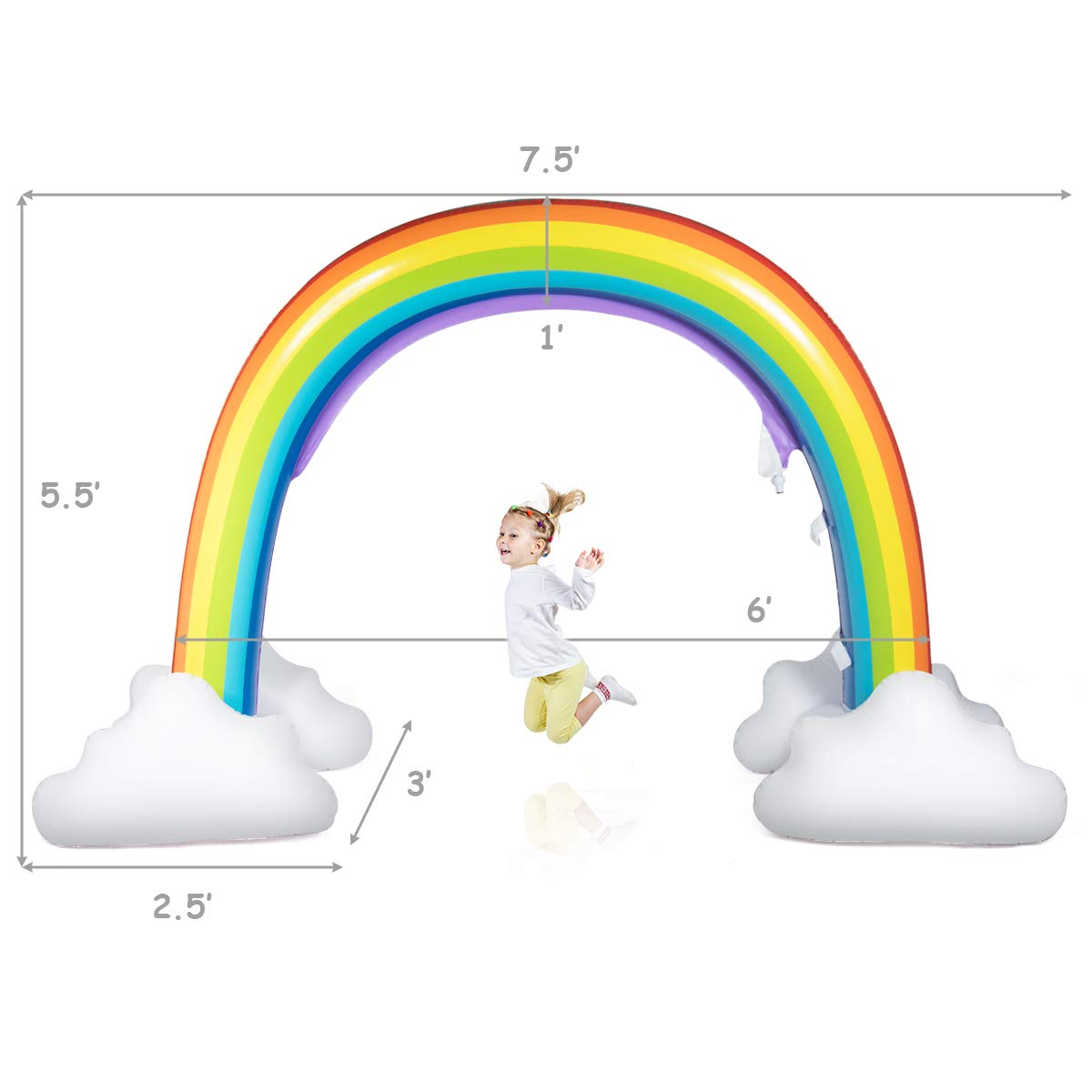 Inflatable Rainbow Sprinkler, Over 6 Feet Long, Outside Yard Summer Toy for Boys Girls